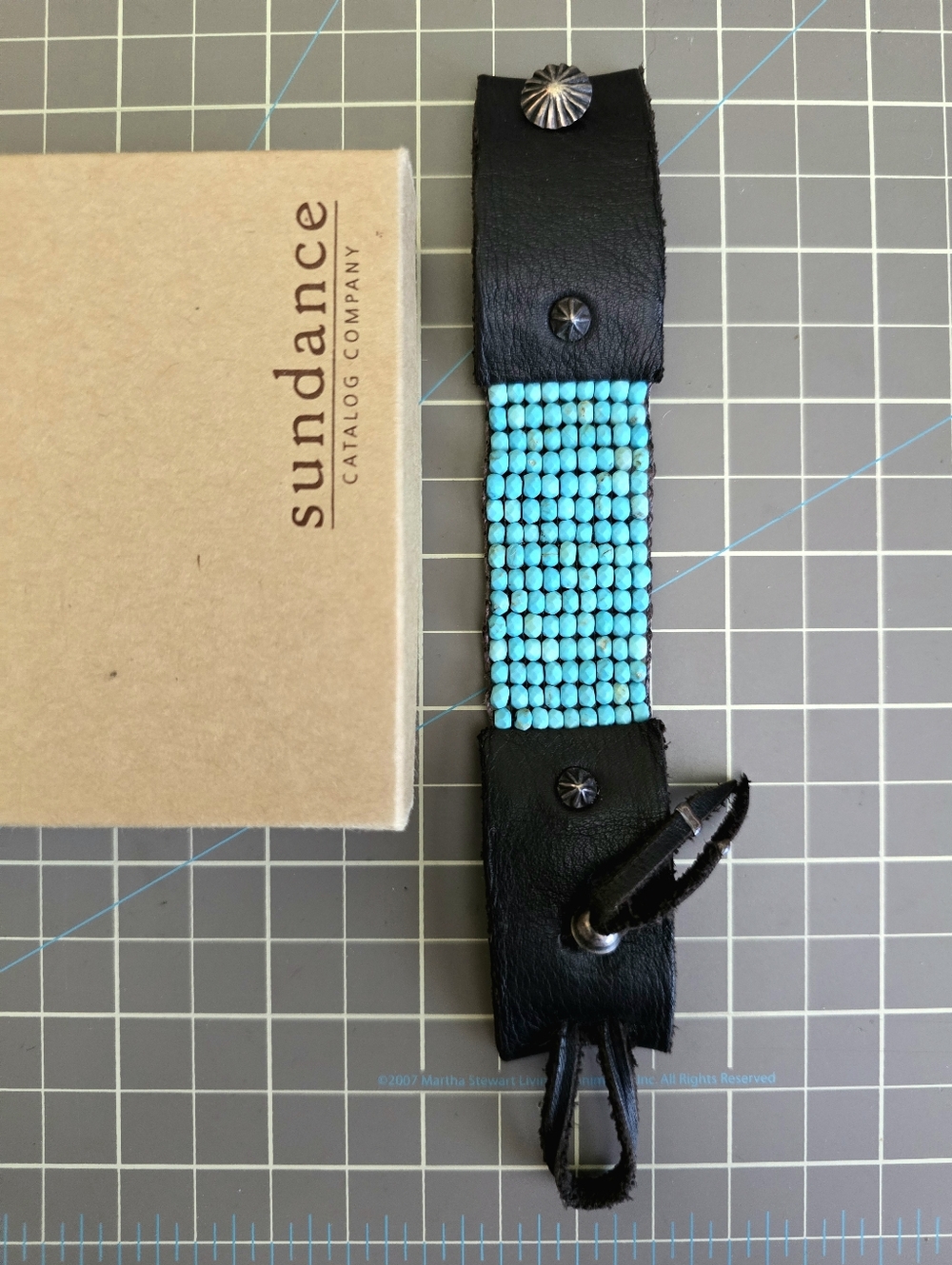 Boundless Sky Turquoise & Leather Woven Bracelet Handcrafted Artisan Cuff